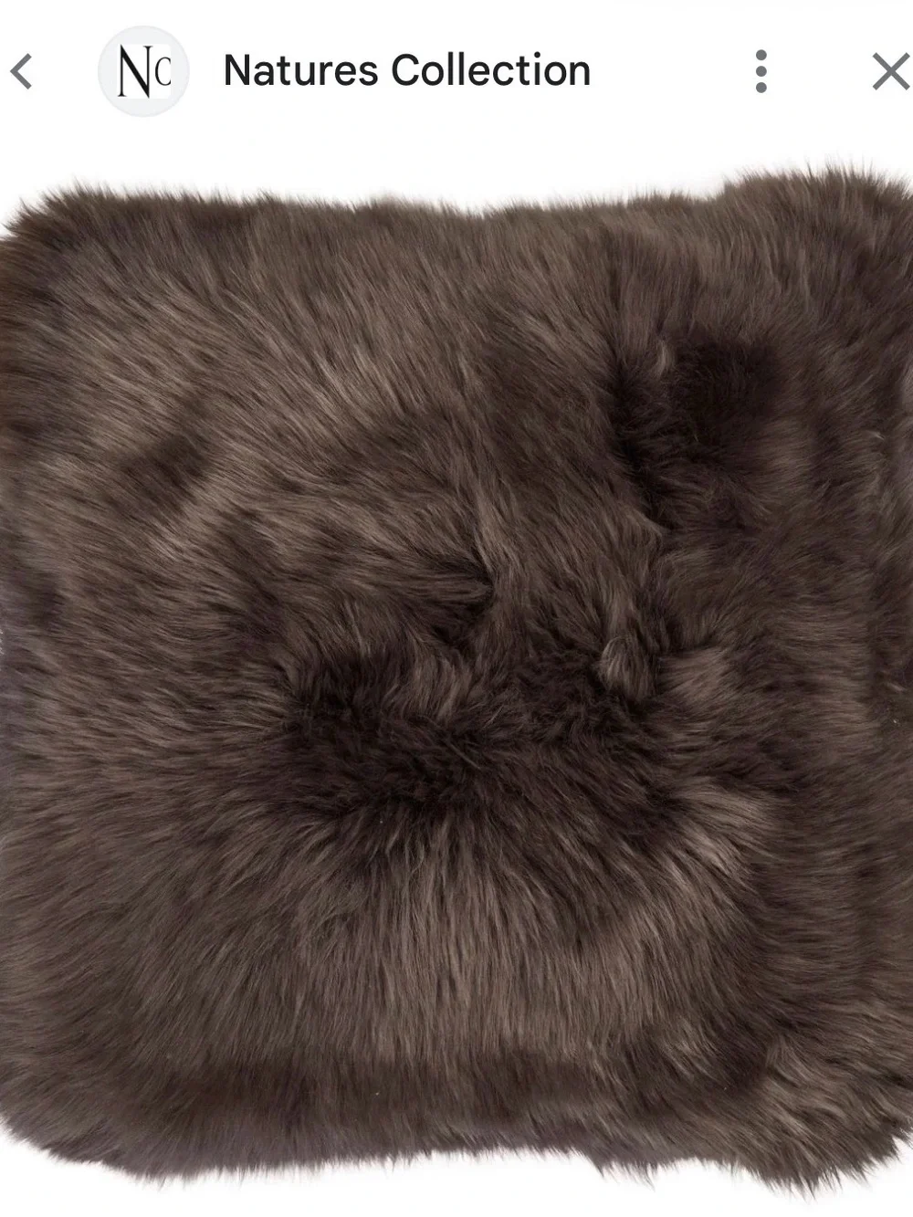 Long Fur Shearling Pillow from Nature’s Collection Chocolate Brown 26 x 26”